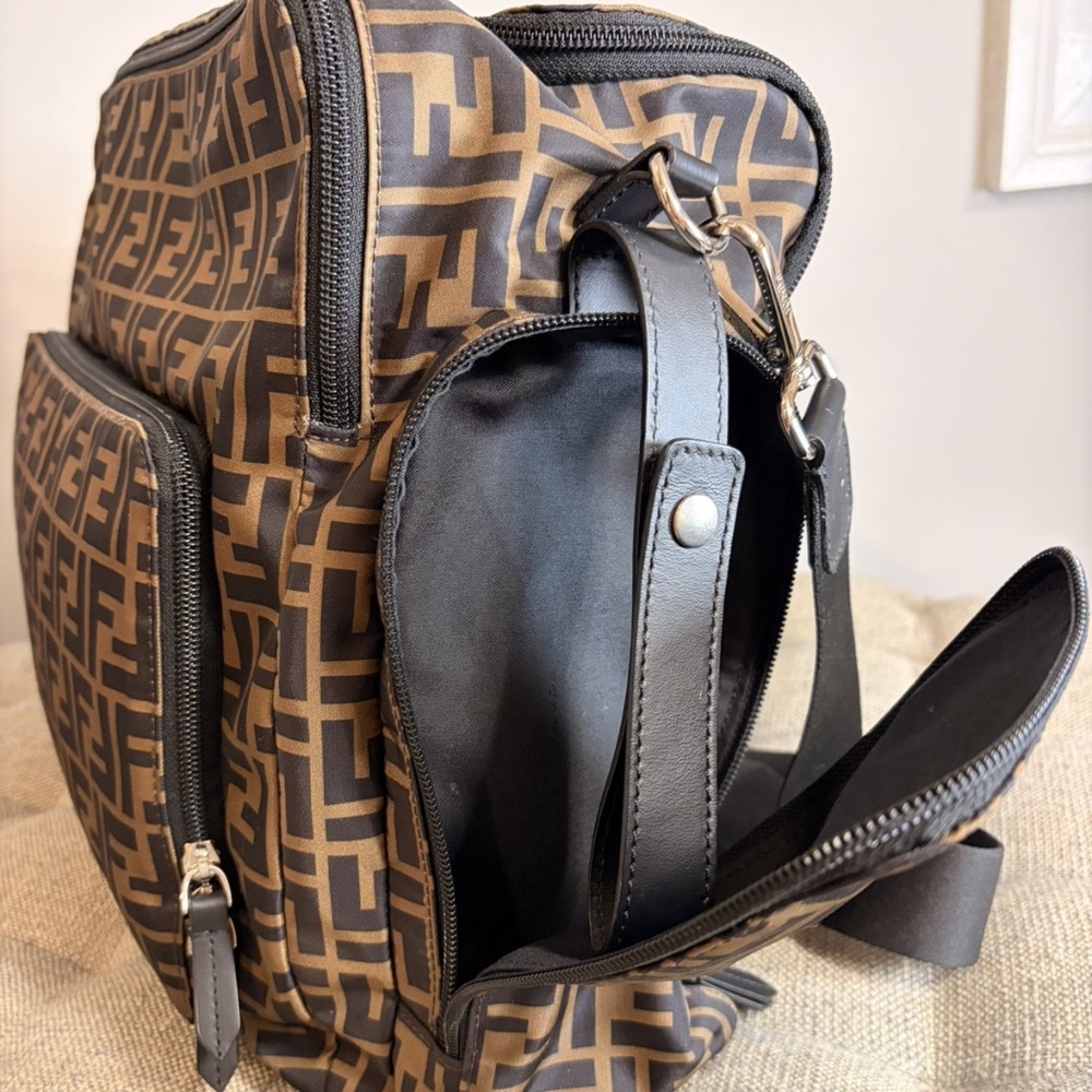 Fendi FF Logo Changing Diaper Bag Brown Monogram 7VB013 AFV5 - Picture 12 of 14